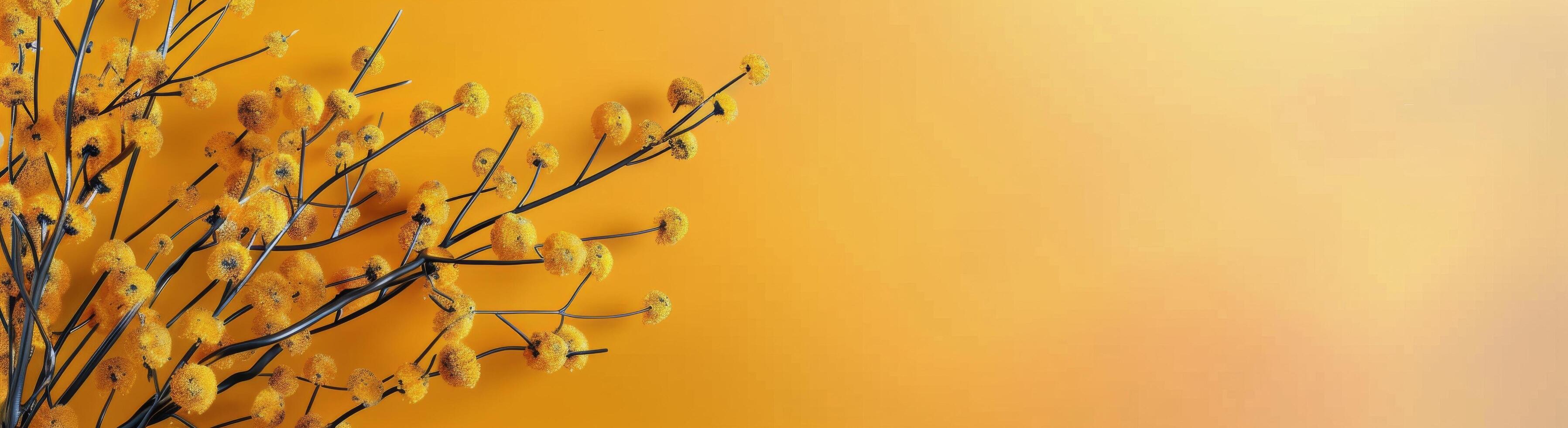Vibrant Yellow Flowers Against a Soft Orange Background in Bright Light photo