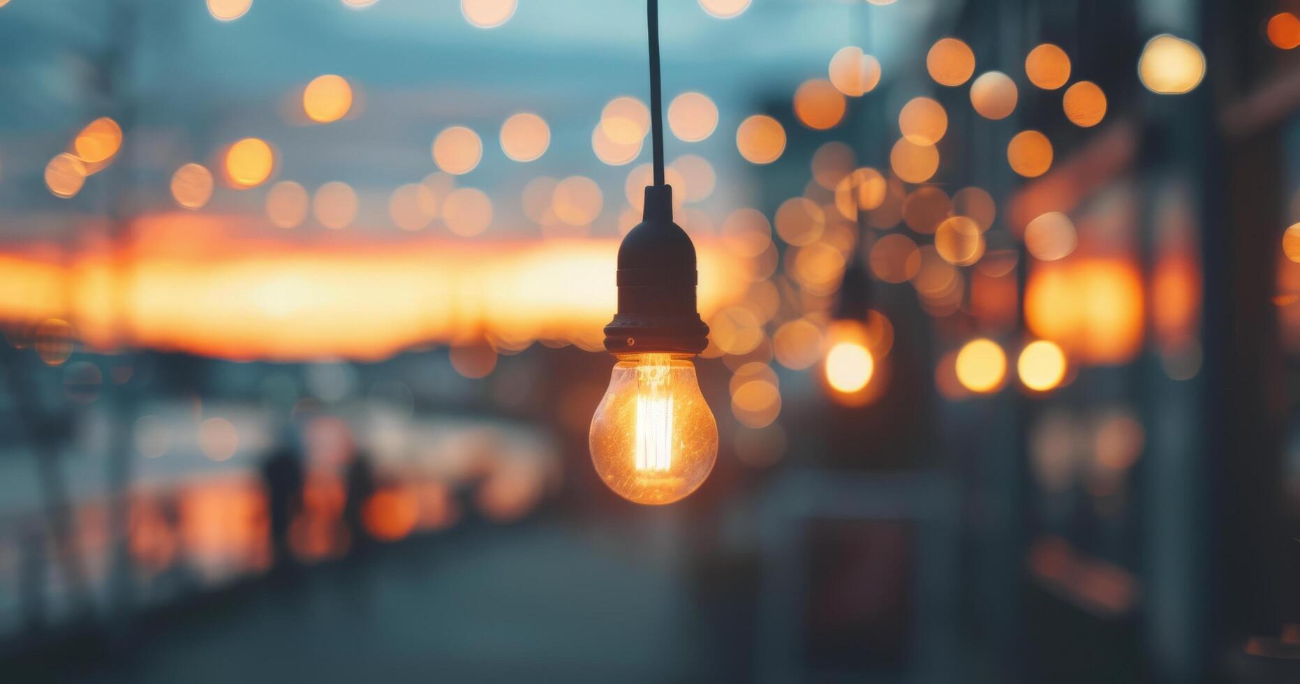 String Lights at Sunset photo