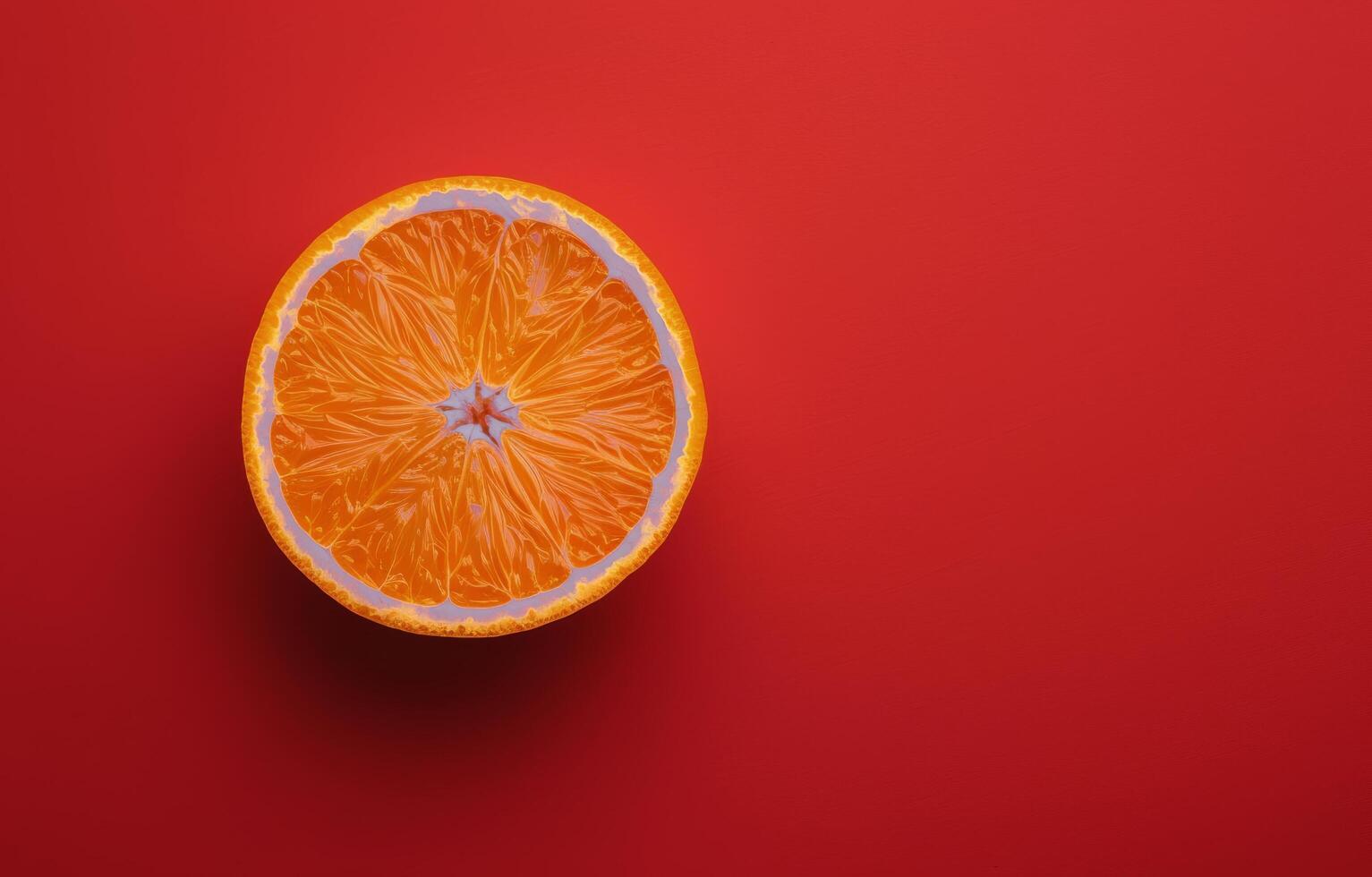 Orange Slice on Red Background photo