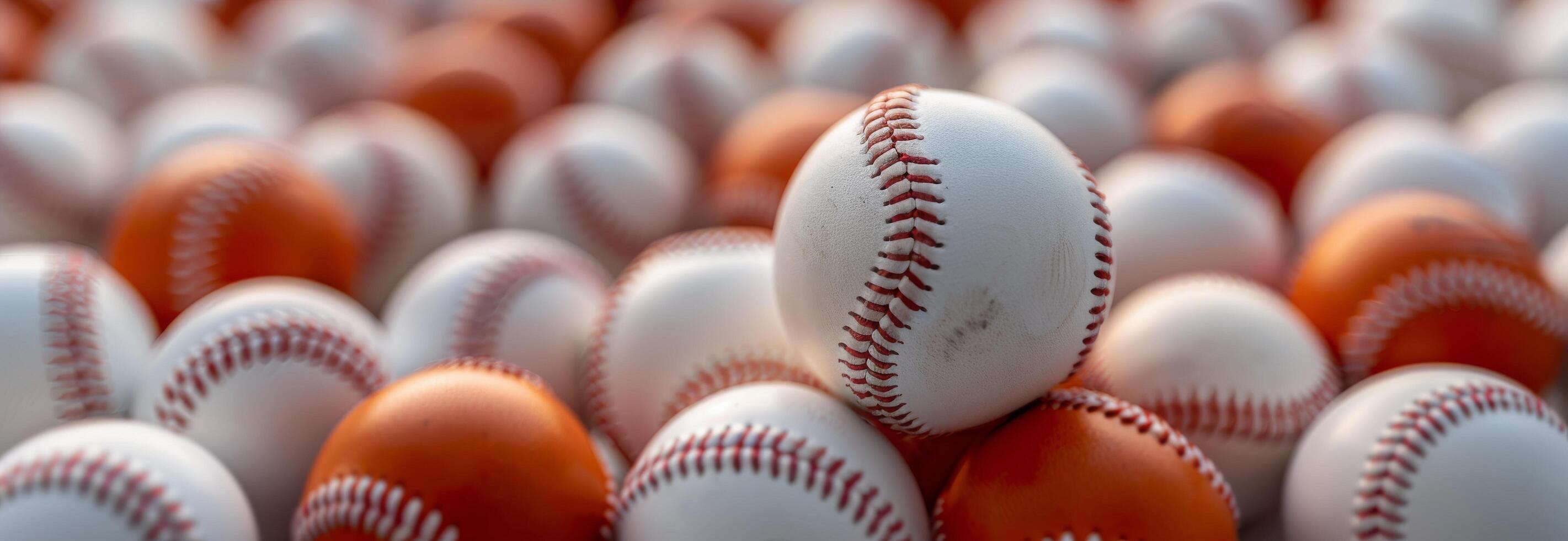 Close-Up of Baseball Balls in a Pile photo