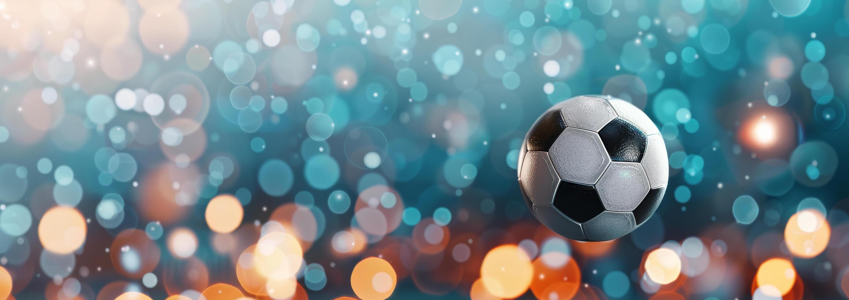 Soccer Ball on Field at Night photo