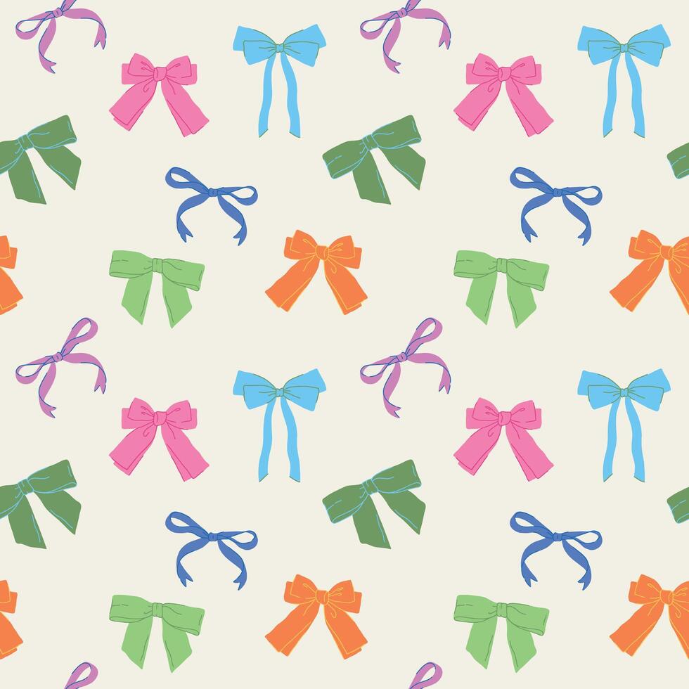 Festive seamless pattern of colored bows vector