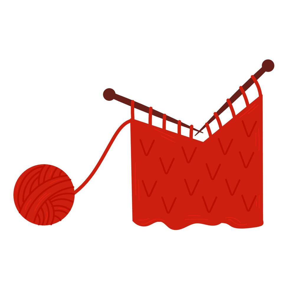 Red knitting scarf. Knitting scarves autumn concept. Doodle illustration . vector