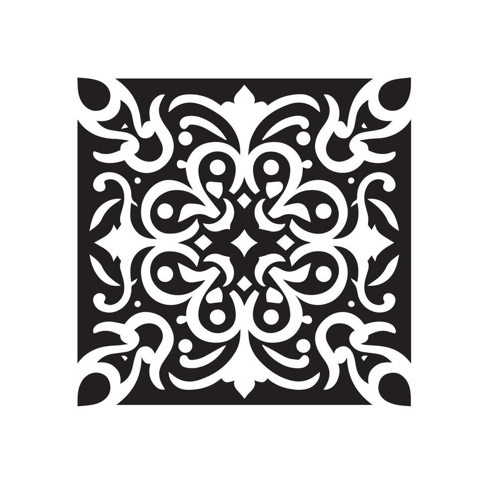 Abstract organic Islamic pattern traditional square shape design background design for high quality, back and white vector
