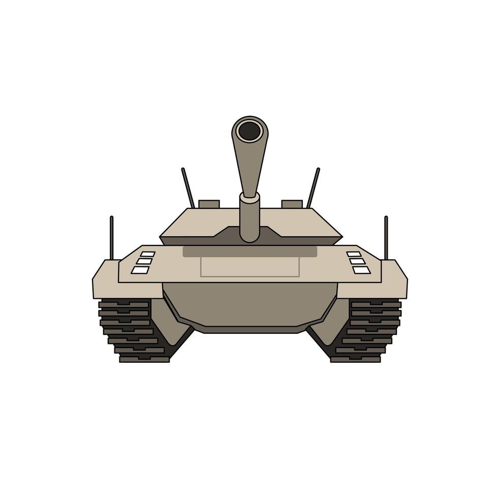 Front view of a tank with a white background. vector