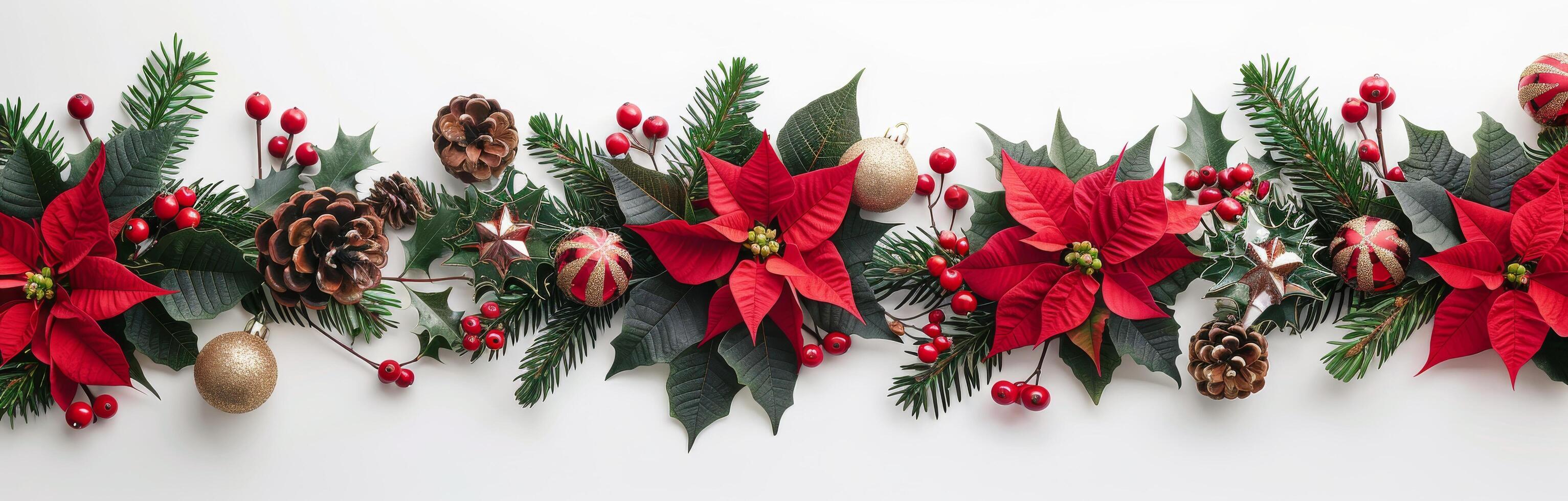 Christmas Garland With Poinsettia photo