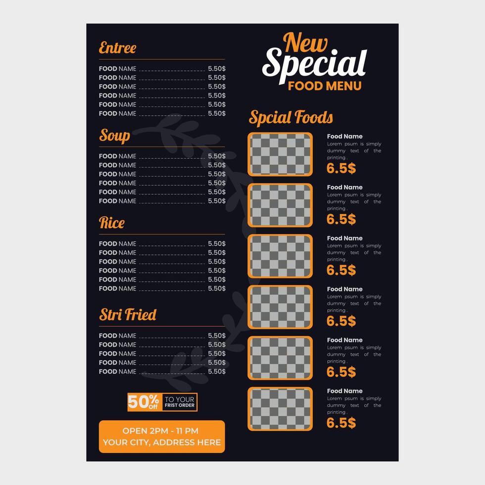 Restaurants Food Menu Design Template vector