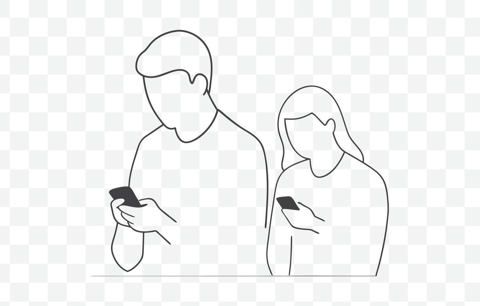 Print Detailed Use of a Smartphone Line Art Illustrations for Digital Design and Graphic Projects vector
