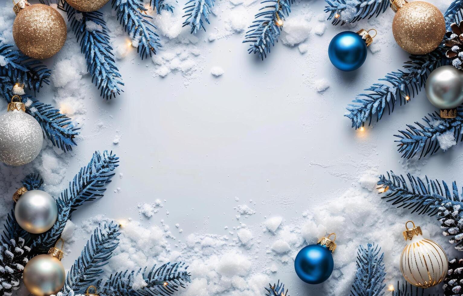 Snowy Christmas Ornament Border photo