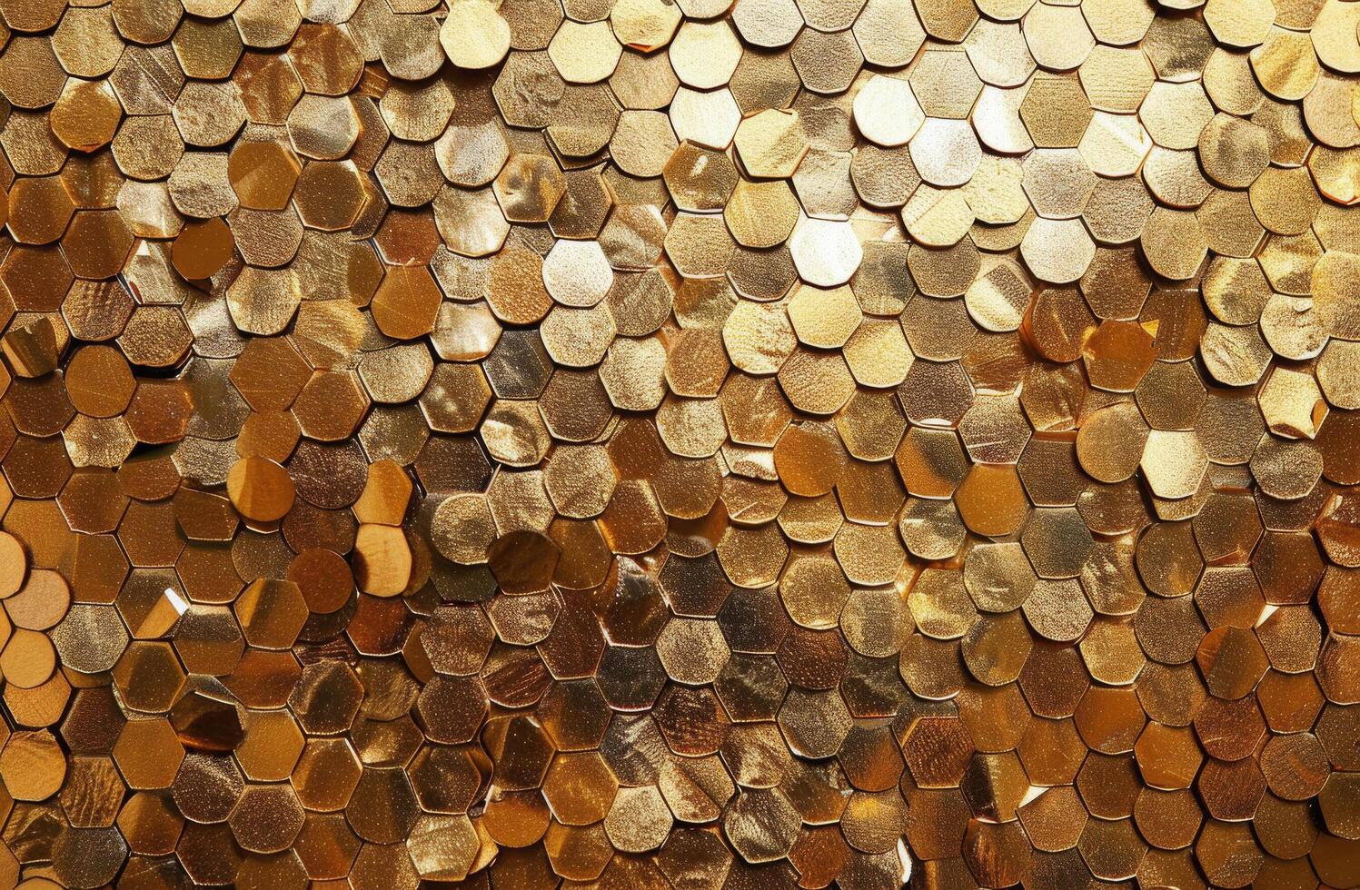 Close Up of a Golden Hexagon Pattern Background photo