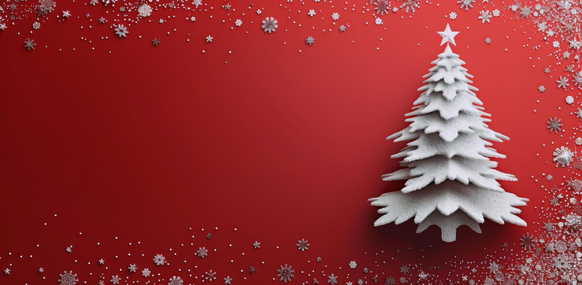 White Christmas Tree on Red Background photo