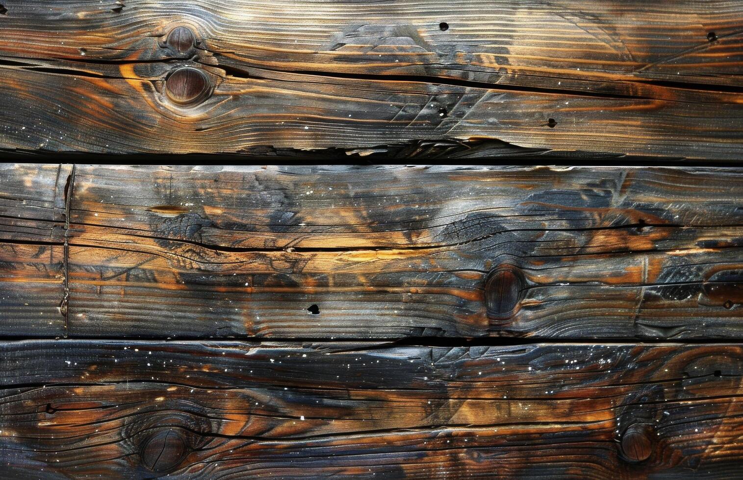 Close Up View of Three Weathered Wooden Planks With Knots and Grain photo