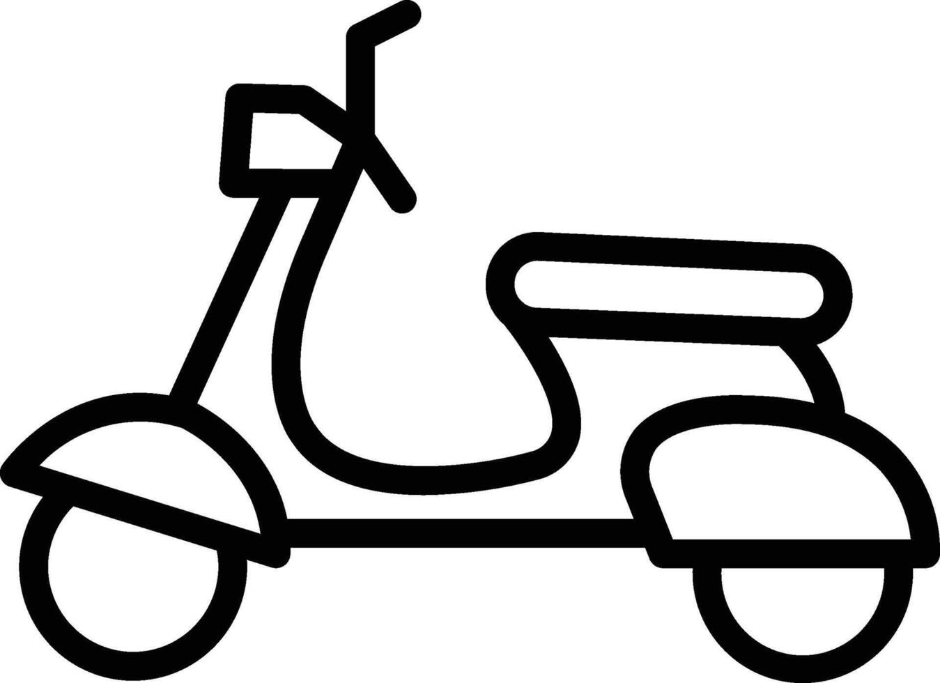 a black and white drawing of a scooter vector
