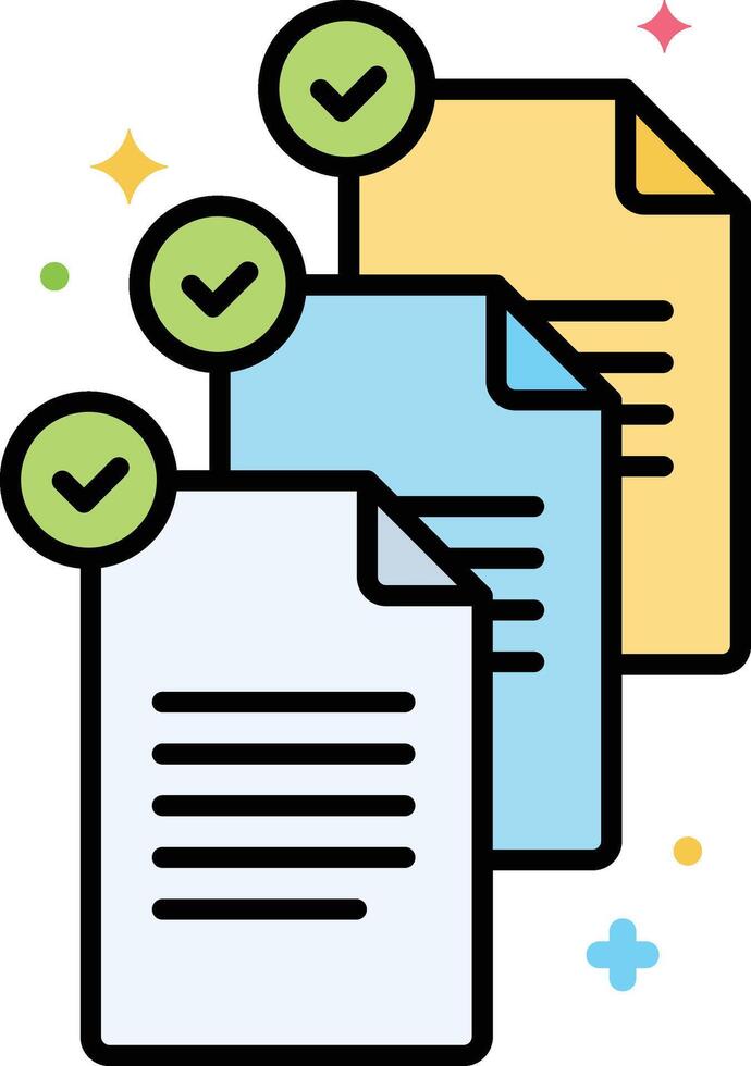 three documents with check marks on them vector