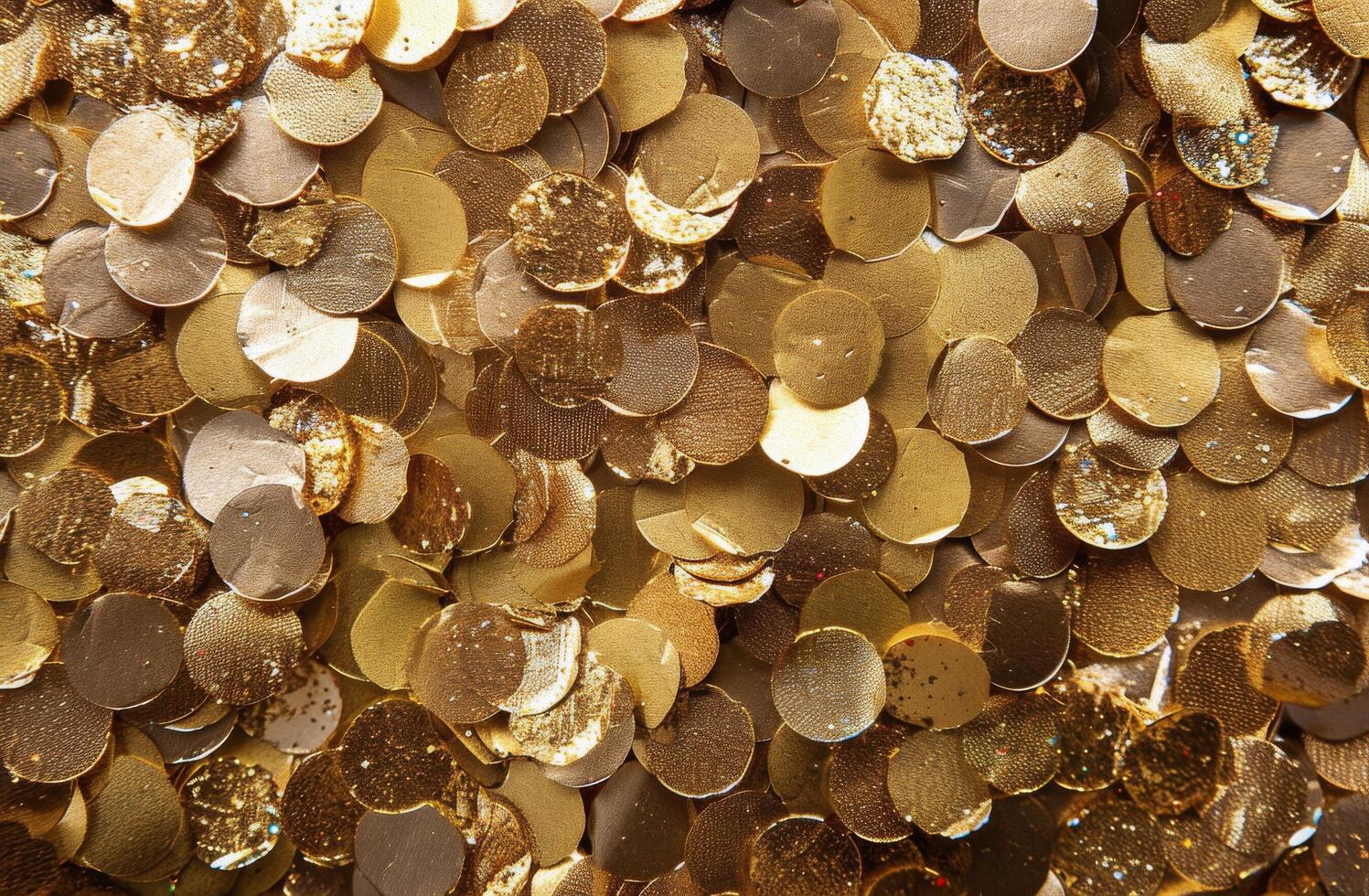Closeup of Golden Glitter on Brown Surface photo