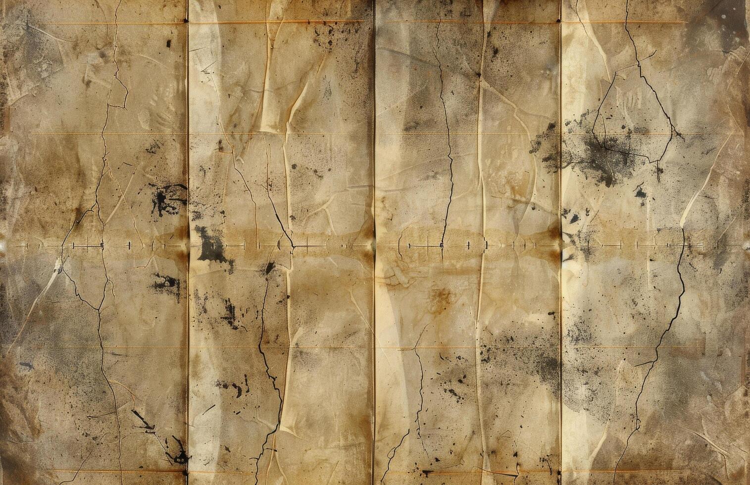 Close Up of Cracked and Stained Paper With Visible Stitching photo