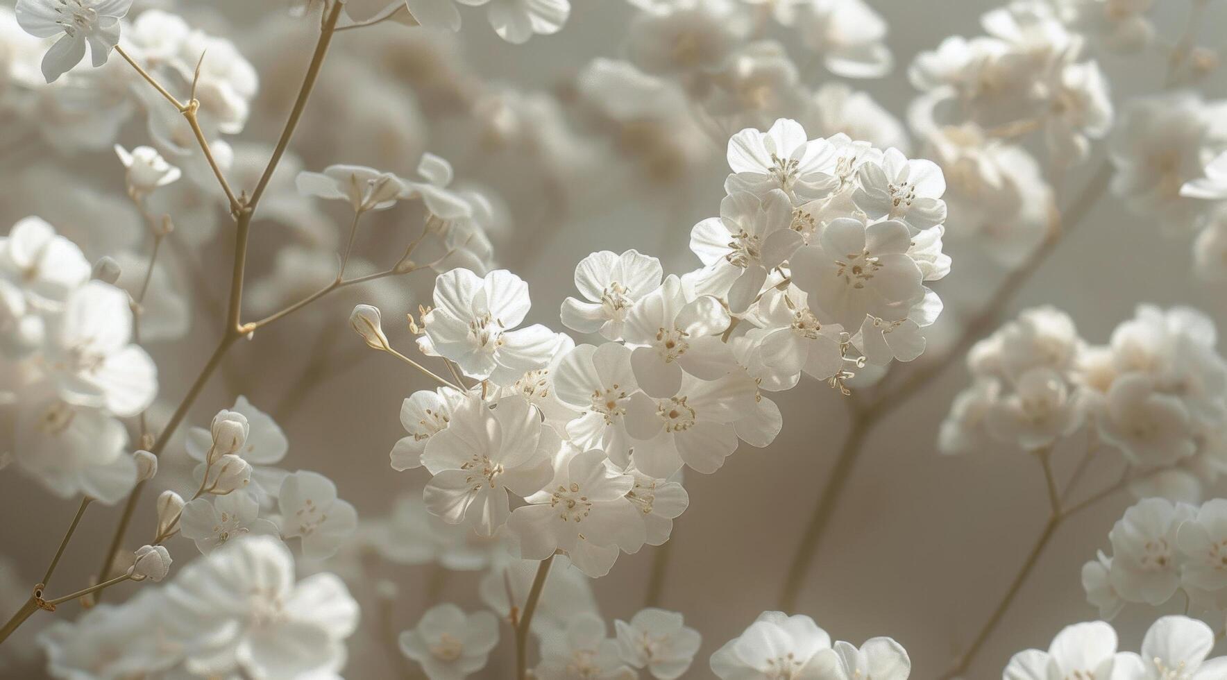 Delicate White Baby's Breath Blooms in Soft Light photo