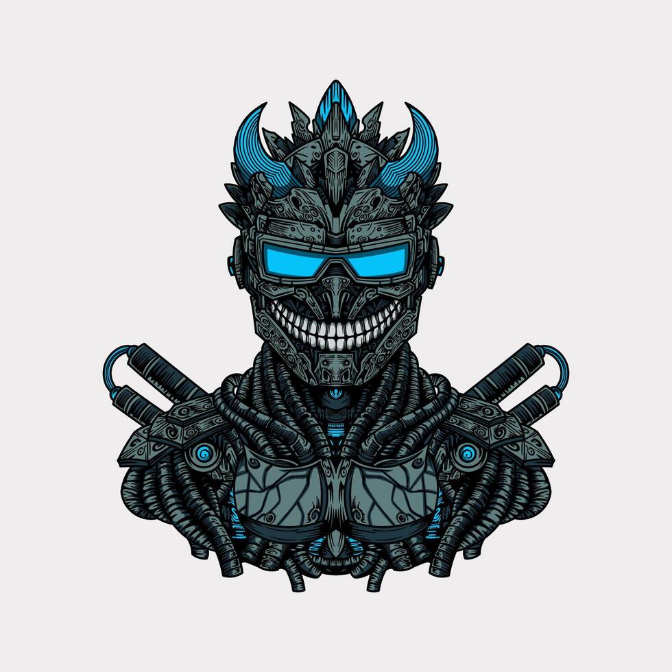 Monster cyborg hand drawn illustration vector