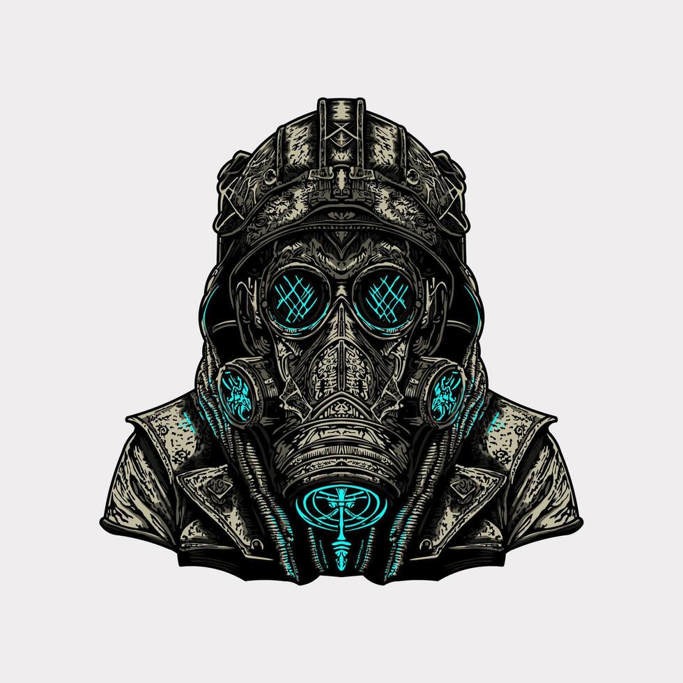 Monster cyborg hand drawn illustration vector
