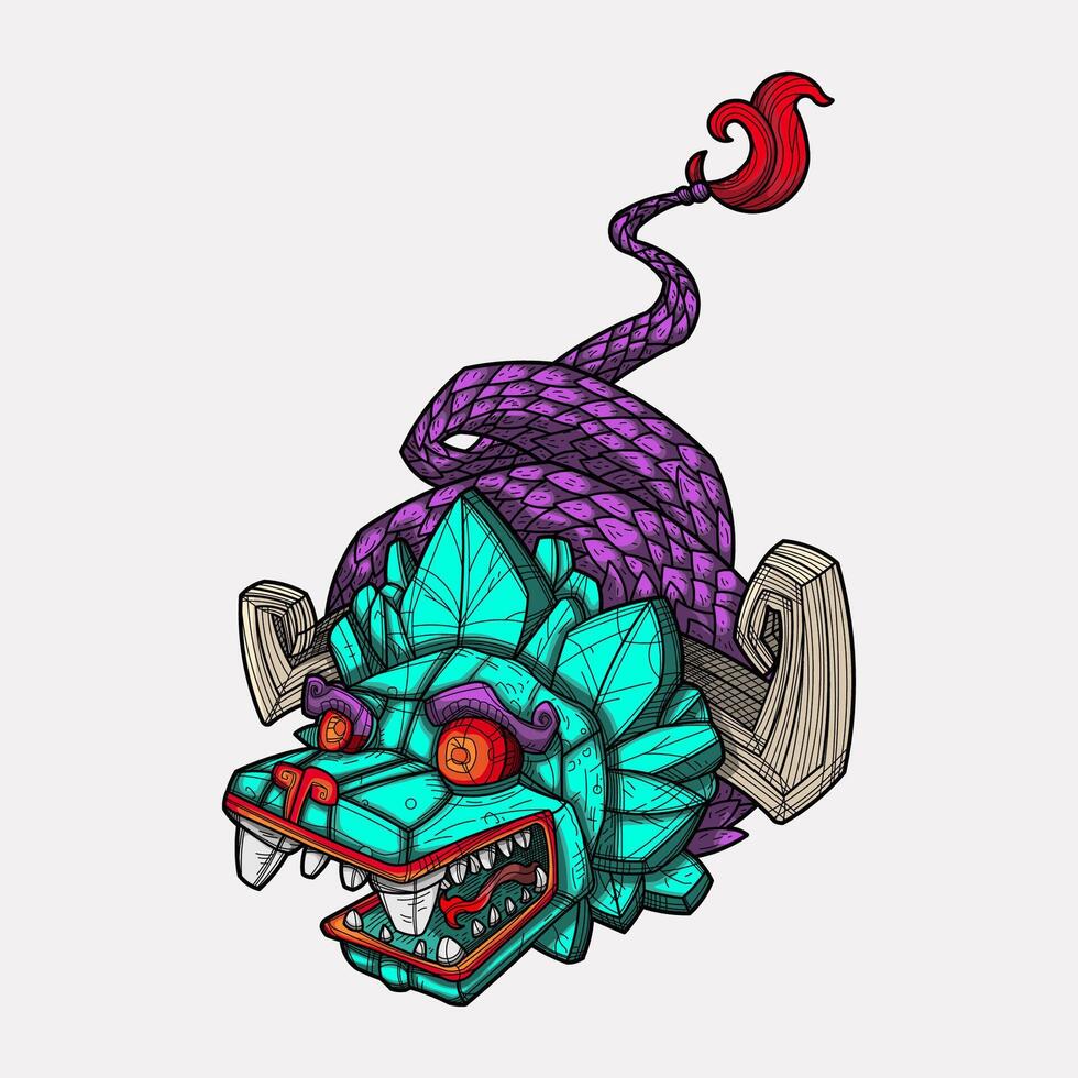 Aztec dragon quetzalcoatl mexican god vector