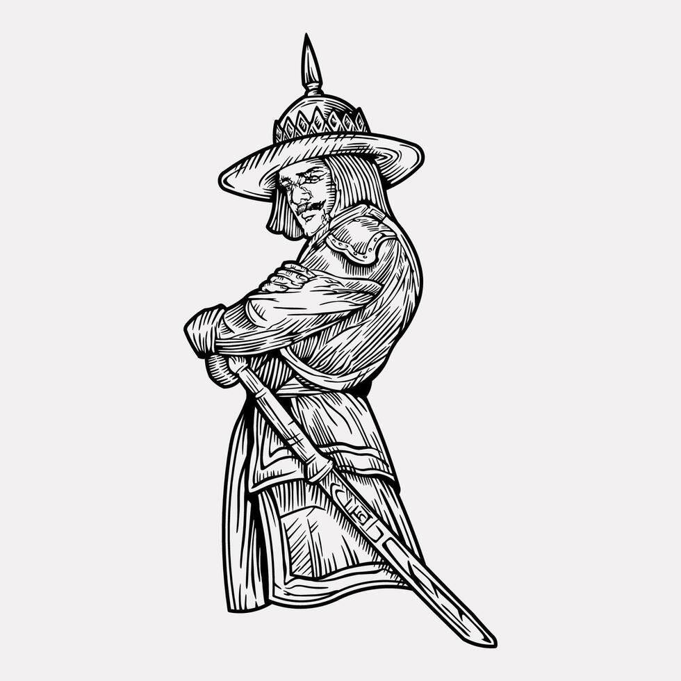 Samurai Japan warrior katana artwork illustration vector