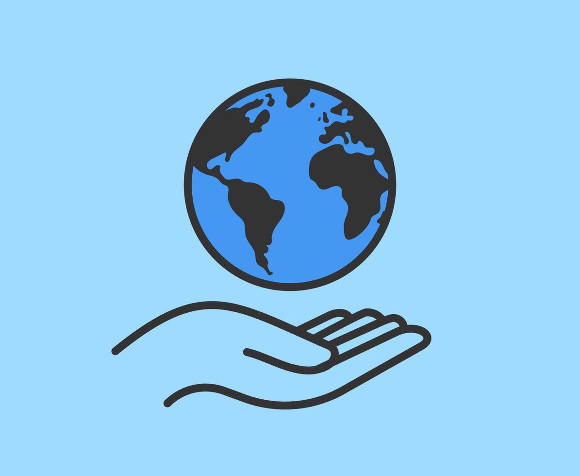 hand holding planet eart, simple icon vector