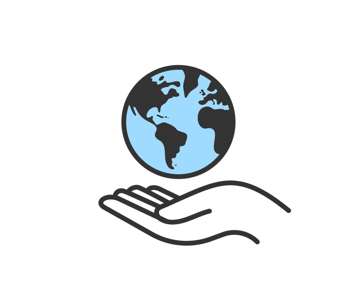 hand holding planet eart, simple icon vector