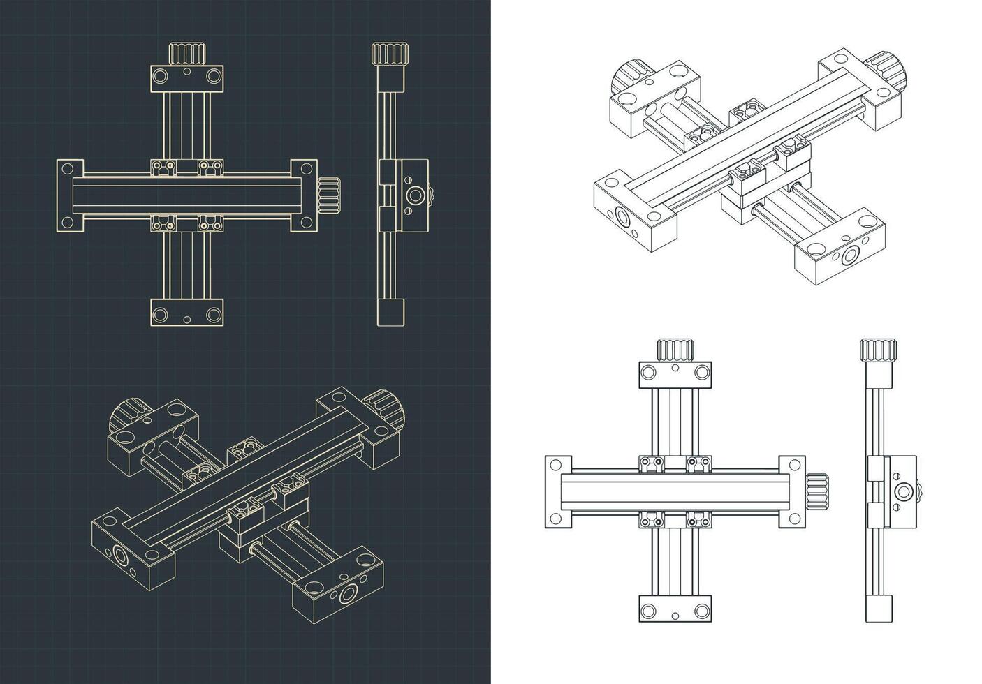 XY Linear actuator drawings vector