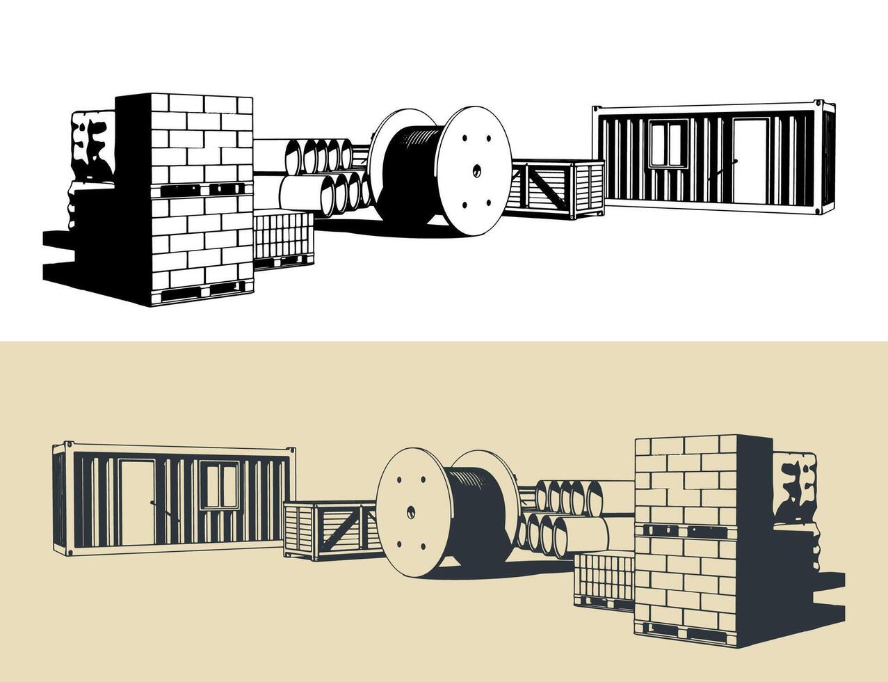 Construction site illustrations vector