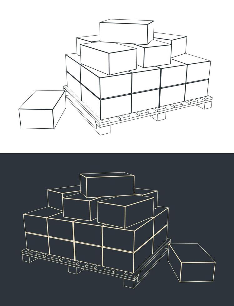 Cargo on pallet illustrations vector