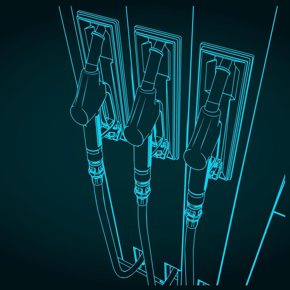 Gasoline pistols at a gas station illustration vector