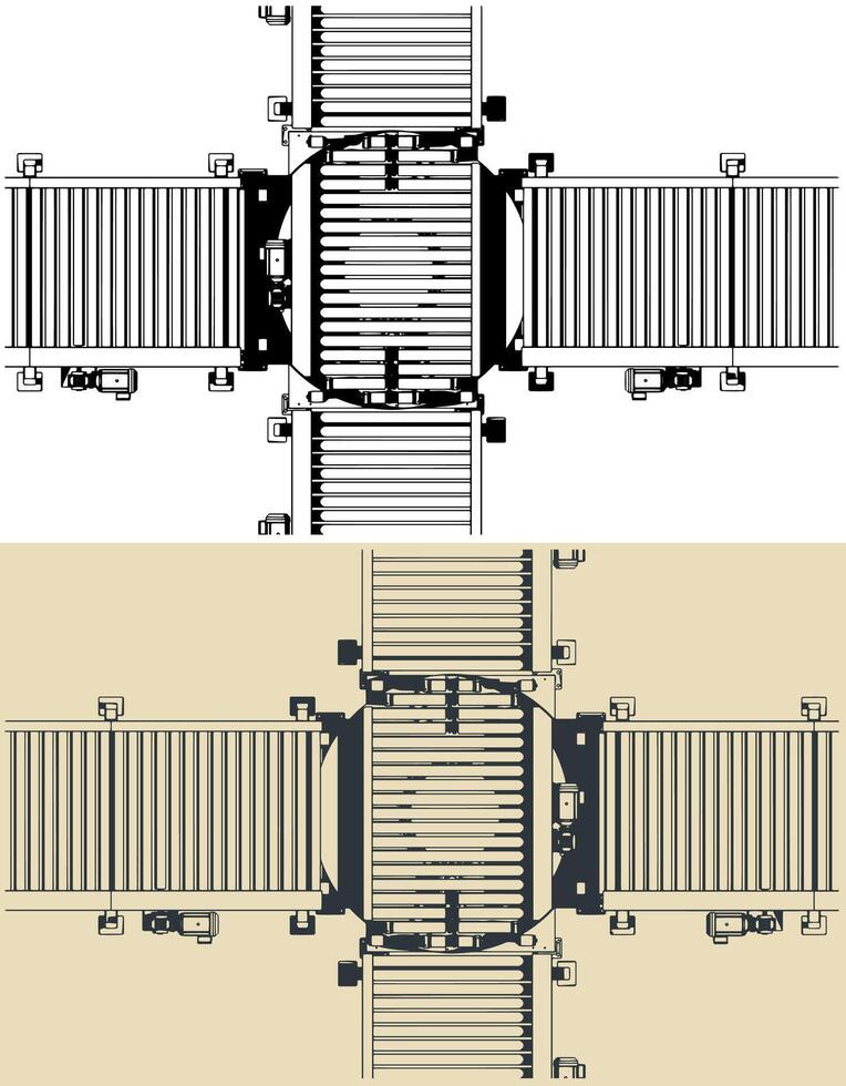 Turntable roller conveyor illustrations vector