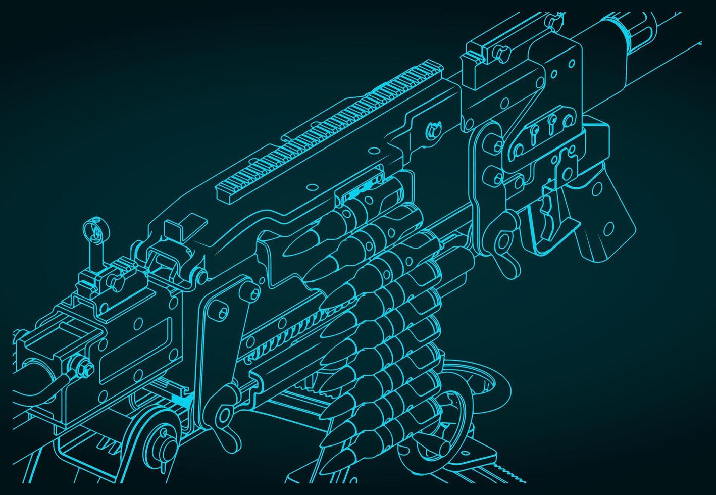 Heavy machine gun close-up illustration vector