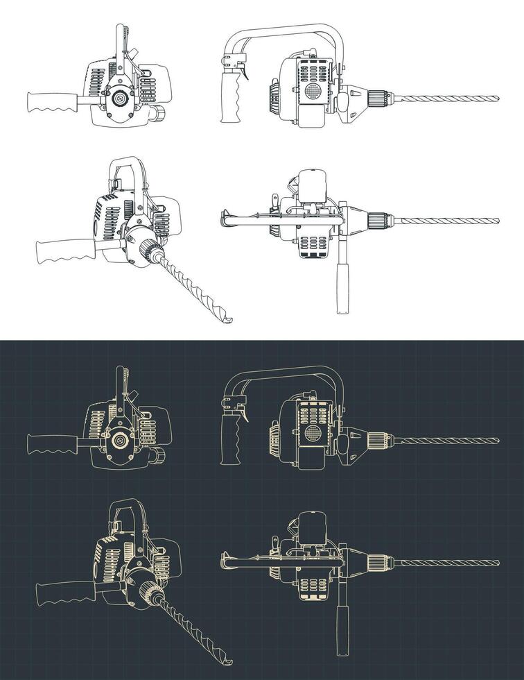 Hammer drill blueprints vector