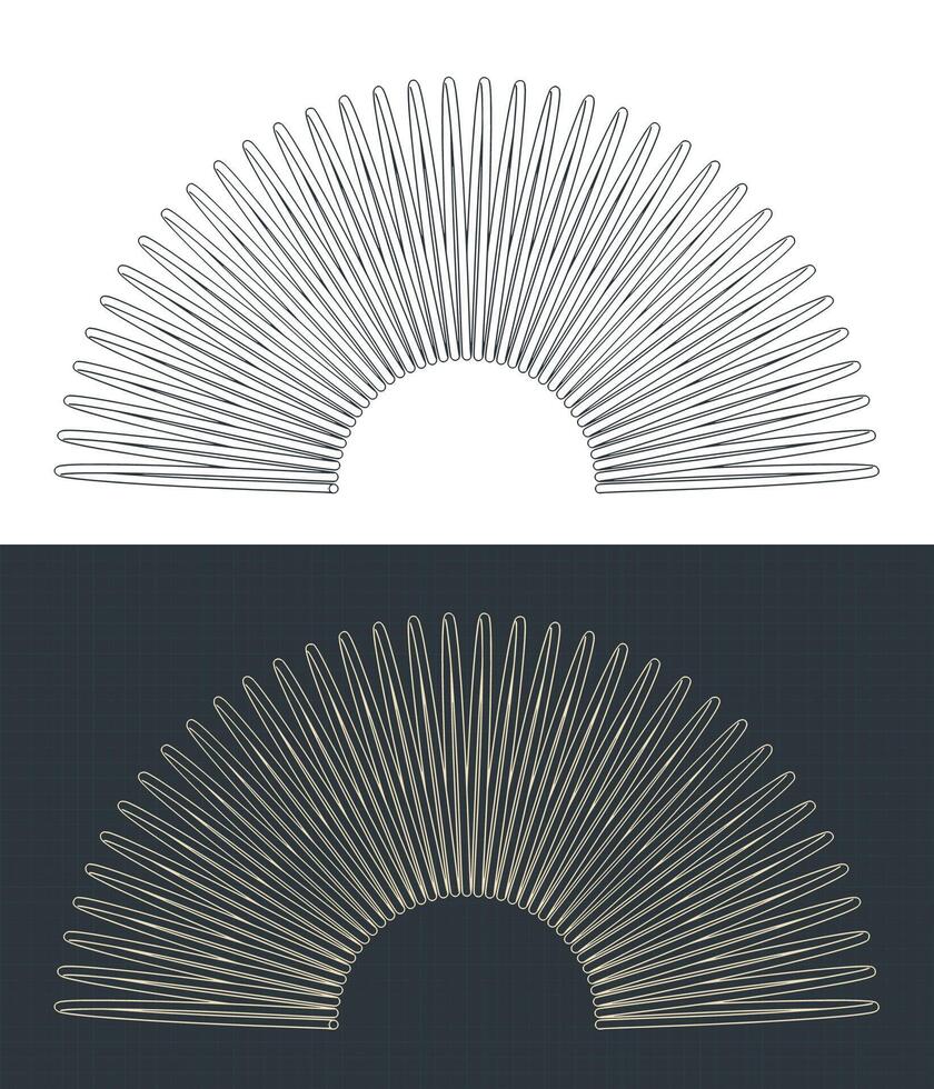 Spiral spring toy blueprints vector