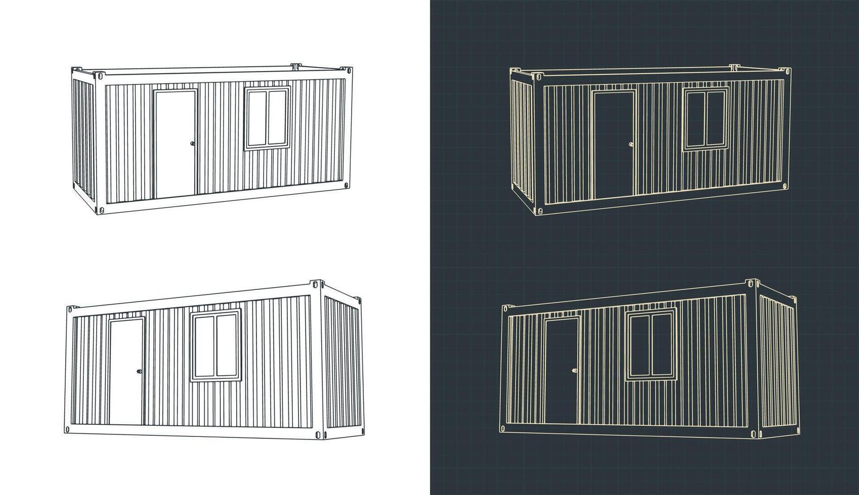 Container house drawings vector