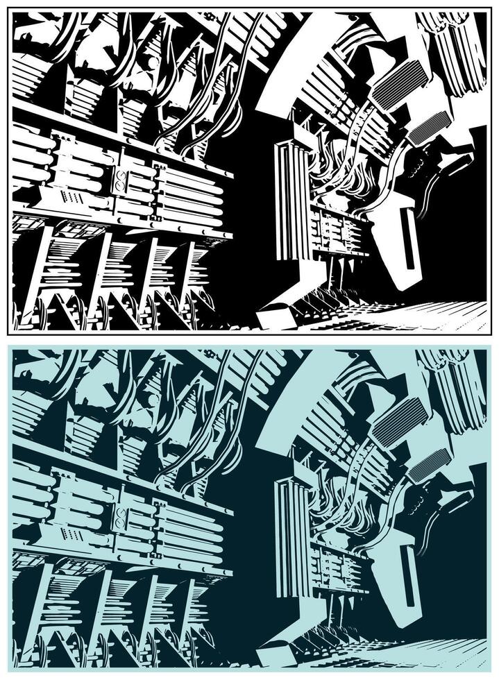 Spaceship interior illustration vector