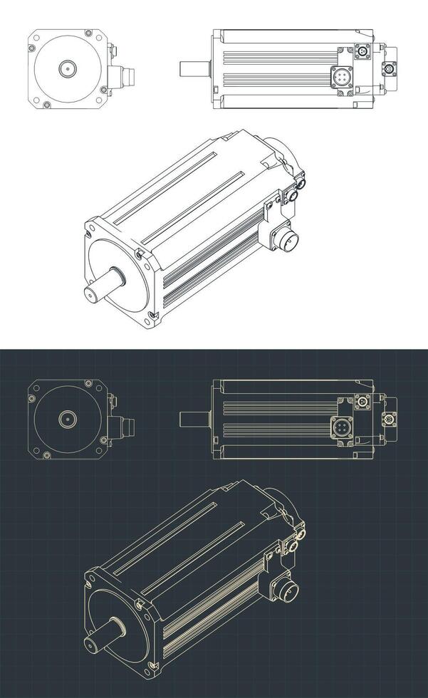 DC servo motor blueprints vector