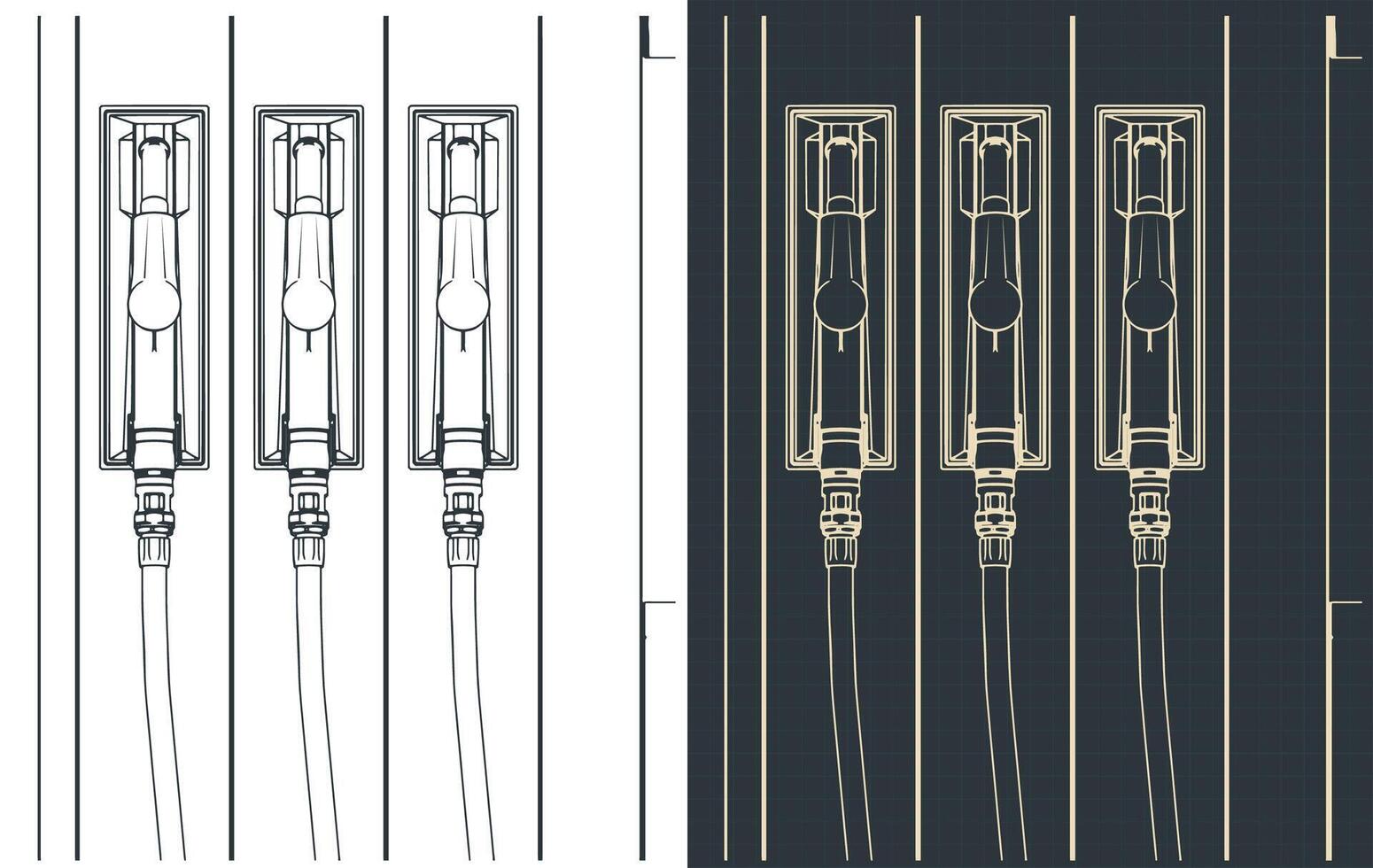 Gasoline pistols blueprints vector