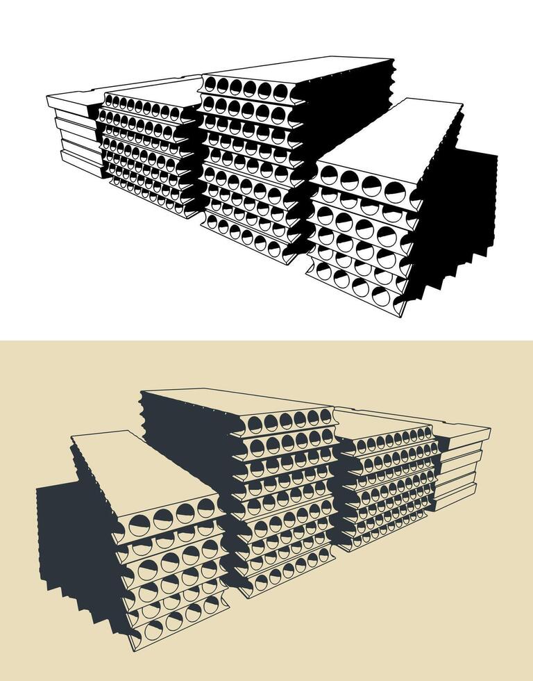 Reinforced concrete floor slabs illustrations vector