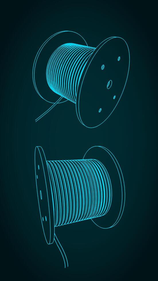 Industrial high voltage cable reel illustrations vector
