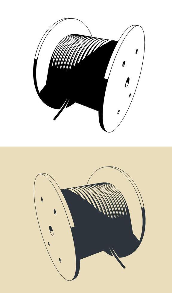 Industrial high voltage cable reel vector