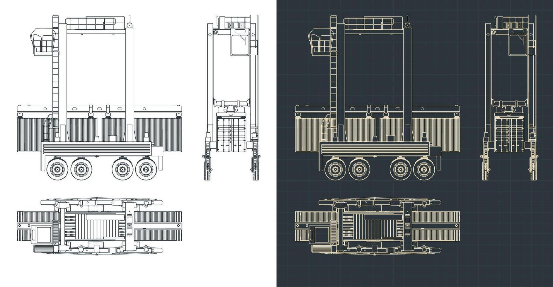 Straddle carrier blueprints vector