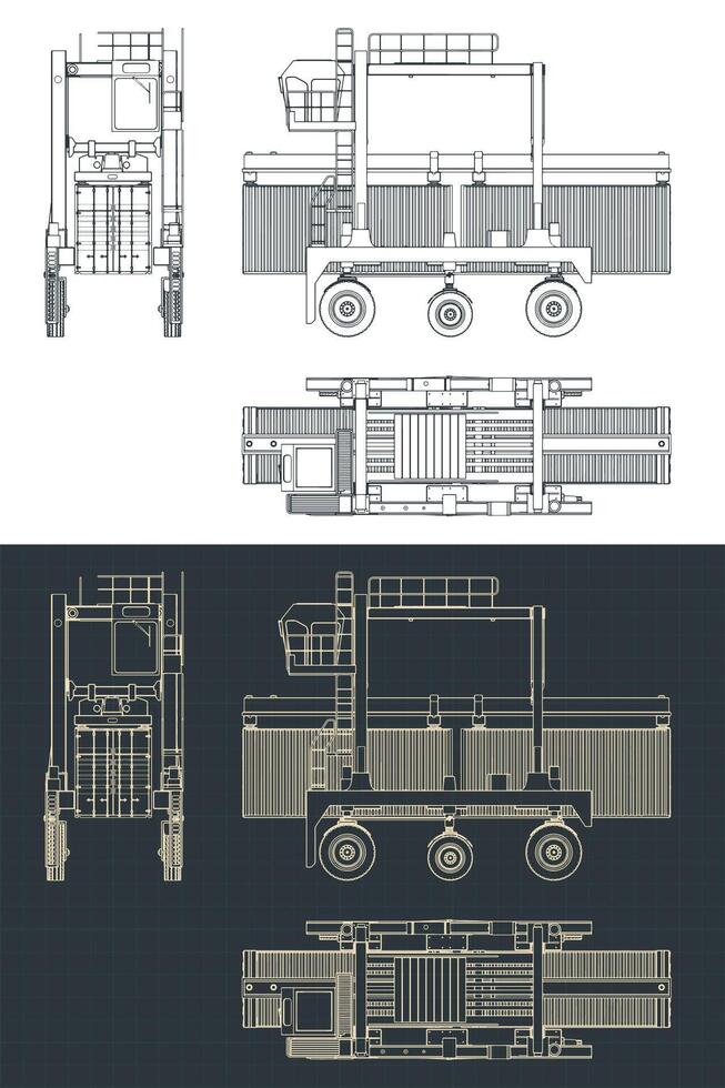 Straddle carrier blueprints illustration vector