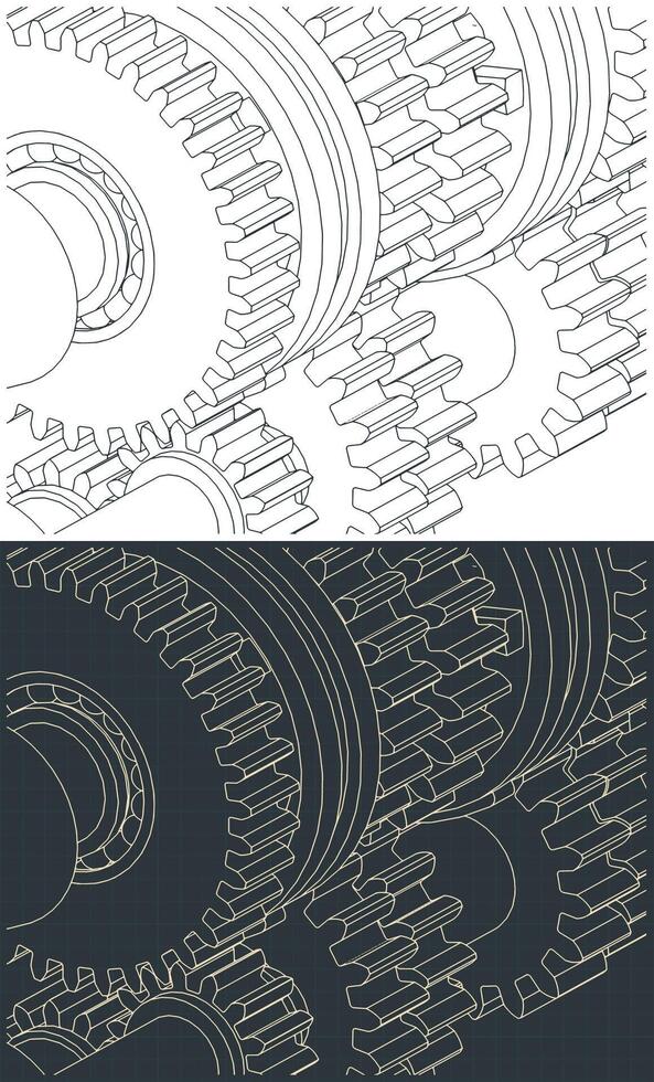 Gearbox mechanism close up vector