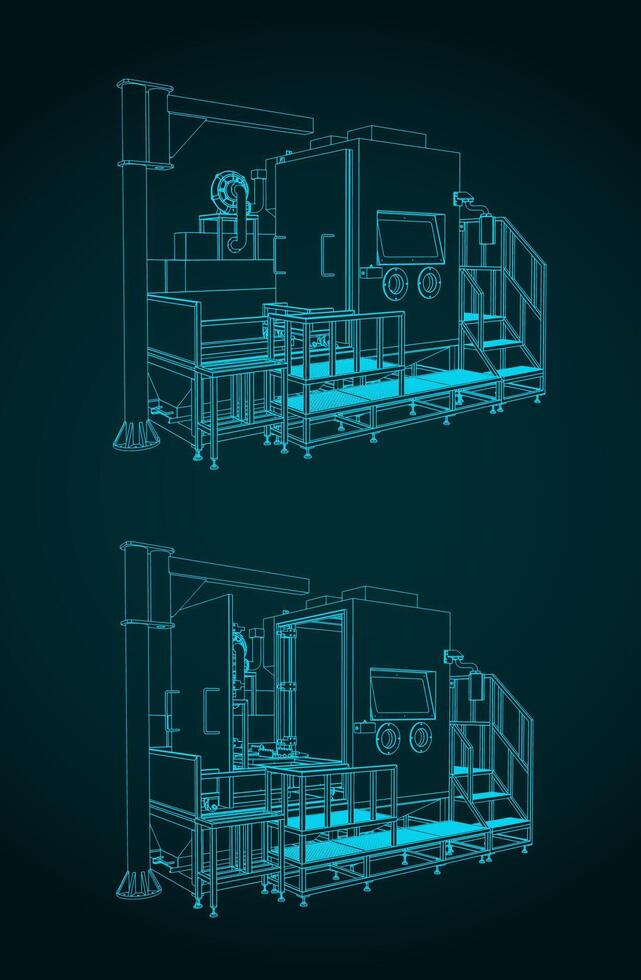 Auto rotary sand blasting machine illustration vector