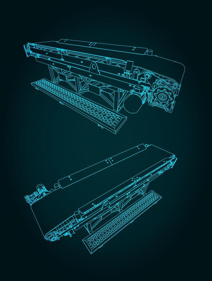 Conveyor line drawings vector