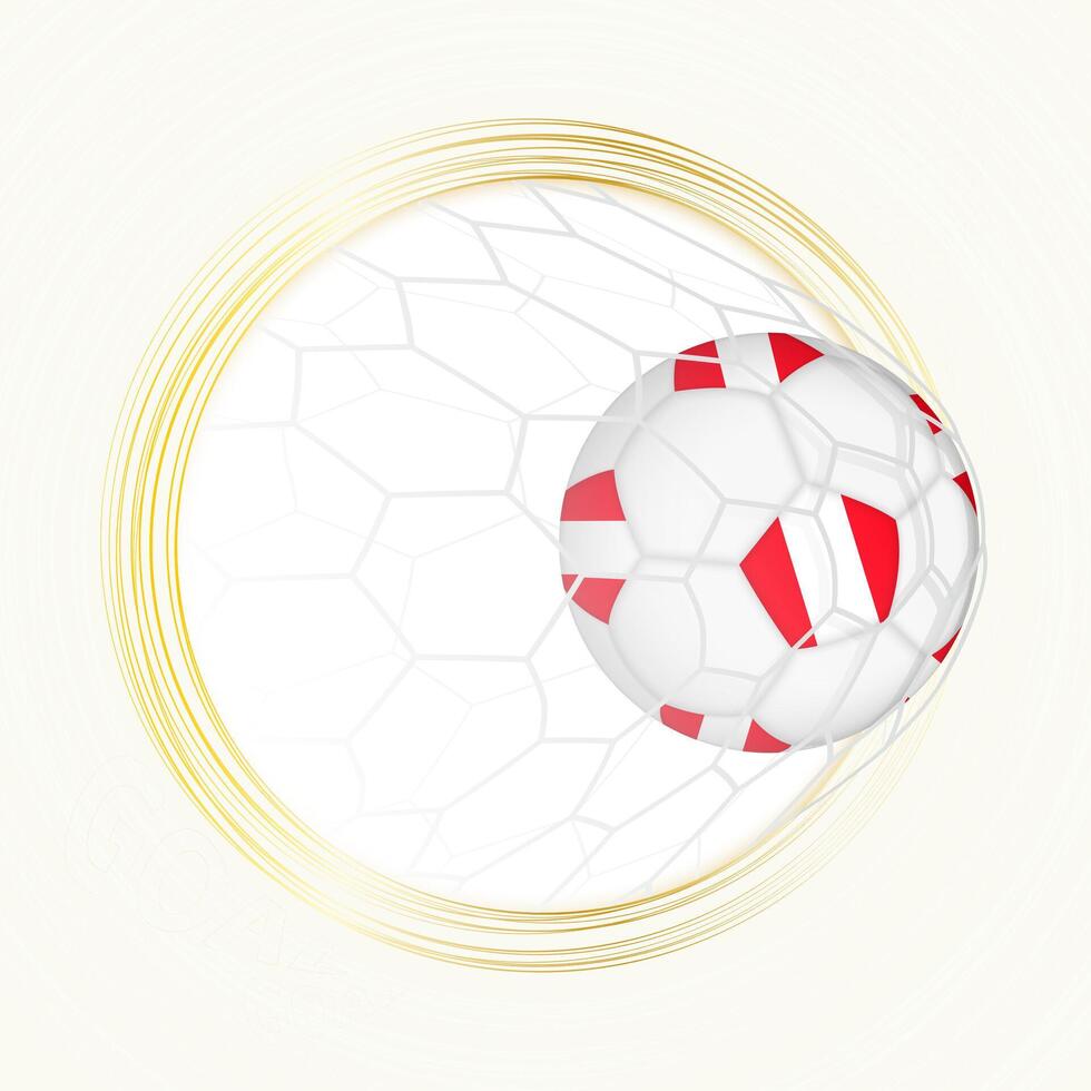 Football emblem with football ball with flag of Peru in net, scoring goal for Peru. vector
