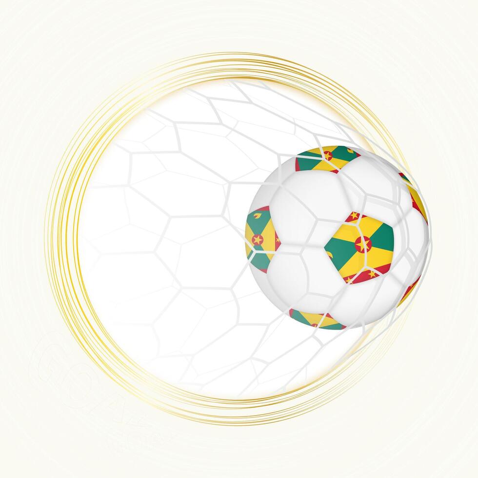 Football emblem with football ball with flag of Grenada in net, scoring goal for Grenada. vector