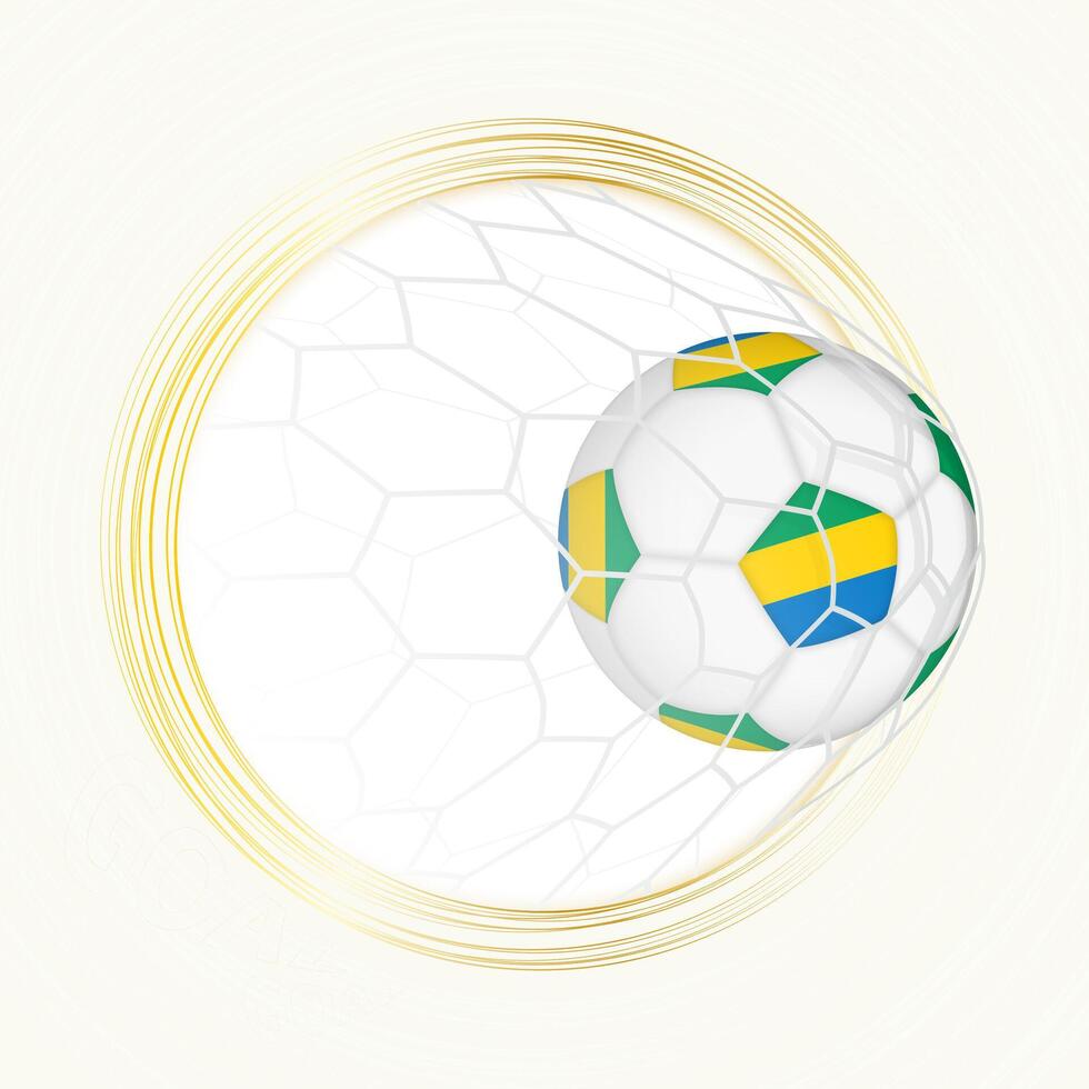 Football emblem with football ball with flag of Gabon in net, scoring goal for Gabon. vector
